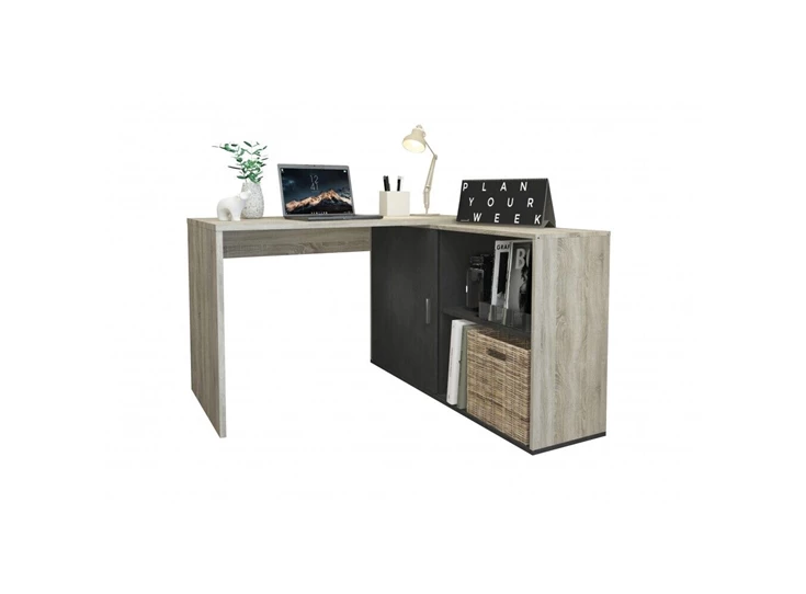 372-001 Valley bureau in kleur eiche nb-matera productfoto schuin met deco