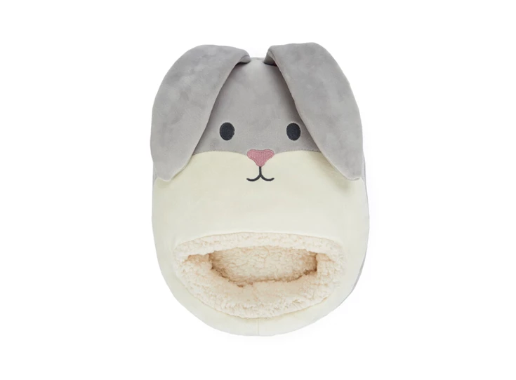 voetenwarmer konijn- wit/grijs- polyester