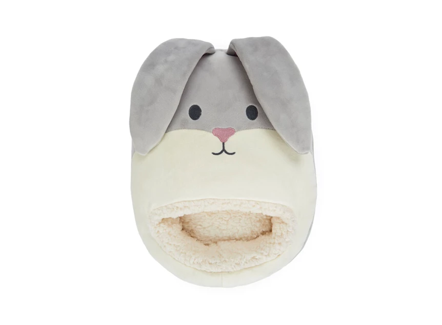 voetenwarmer konijn- wit/grijs- polyester