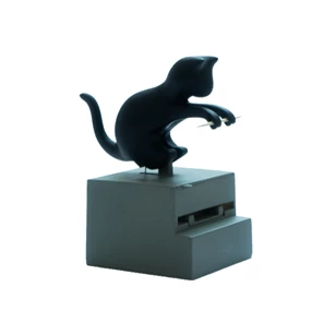 Tandenstoker houder- kat- frisky- zwart/grijs- plastiek