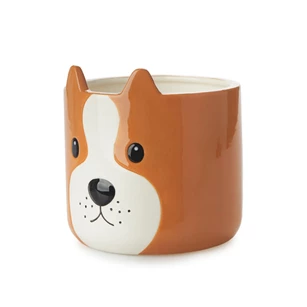 Bloempot hond- bruin- keramiek
