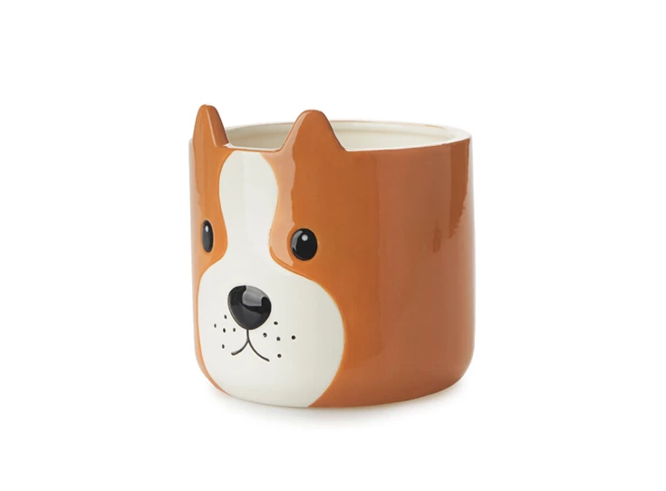 Bloempot hond- bruin- keramiek