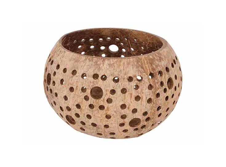 Kaarshouder Cocos- natuur- D12cm- Noya