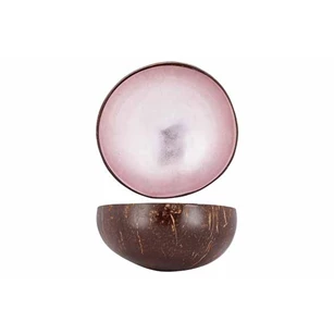 Cocosbowl metallic soft pink leaf- D14cm