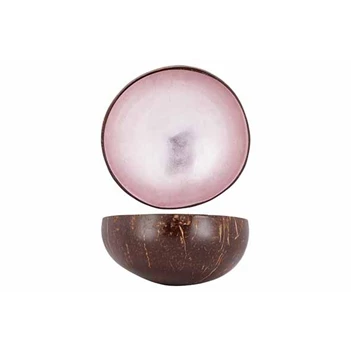 Cocosbowl metallic soft pink leaf- D14cm