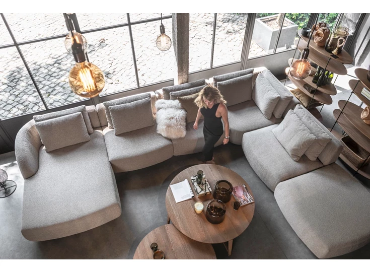 Hoeksalon Medusa longchair rechte hoek stof Passe Partout