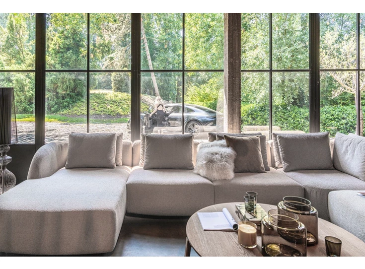 Front Hoeksalon Medusa longchair rechte hoek stof Passe Partout