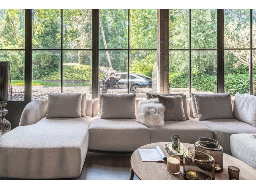 Front Hoeksalon Medusa longchair rechte hoek stof Passe Partout