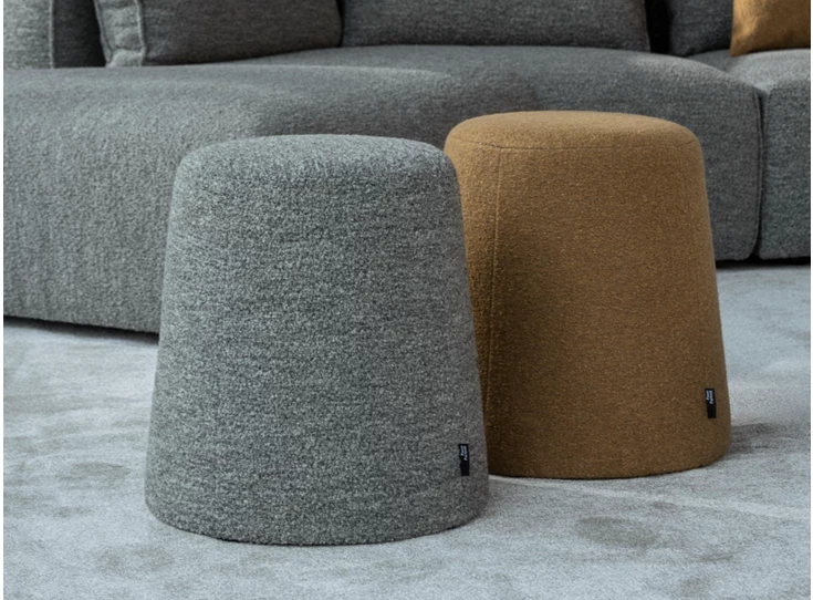 Front Poef DJ Tabs rond conische vorm stof Passe Partout