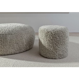 Poef Doodle pouf DJ Round stof schapenvachtlook Passe Partout