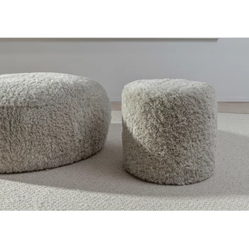 Poef Doodle pouf DJ Round stof schapenvachtlook Passe Partout