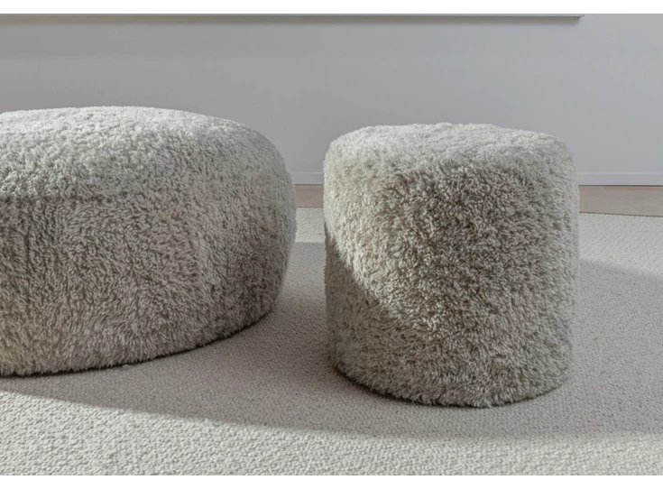 Poef Doodle pouf DJ Round stof schapenvachtlook Passe Partout