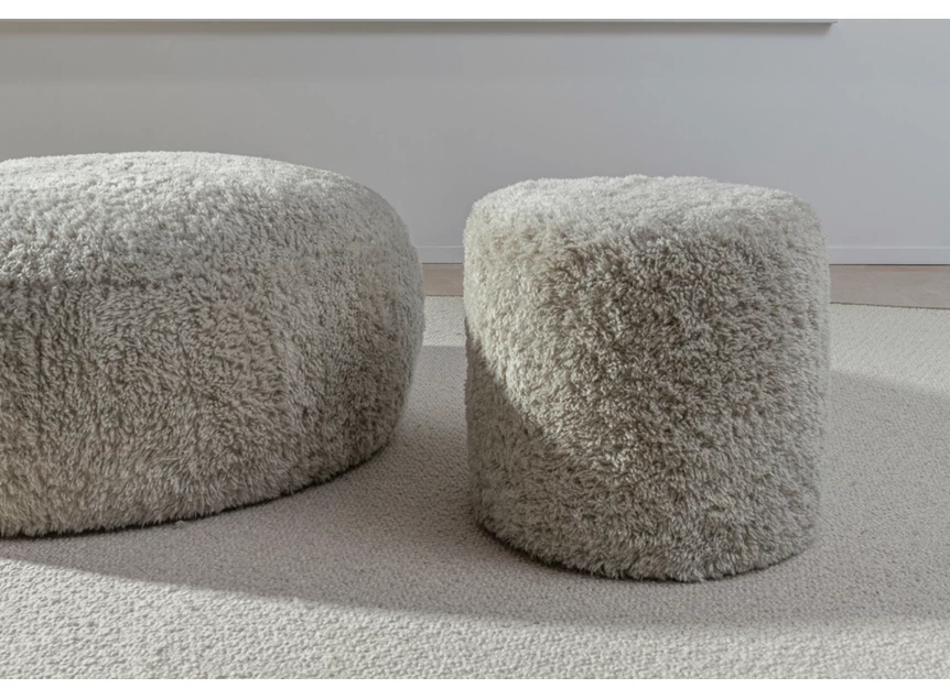 Poef Doodle pouf DJ Round stof schapenvachtlook Passe Partout