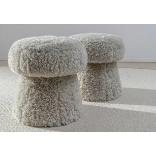 Poef Doodle Pouf DJ 25 champagnekurk stof schapenvachtlook Passe Partout