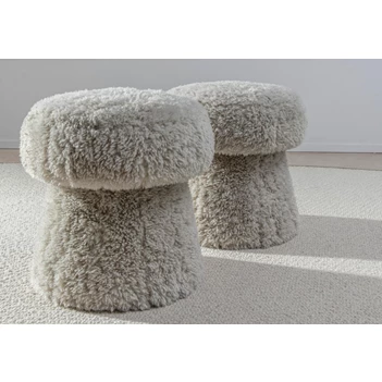 Poef Doodle Pouf DJ 25 champagnekurk stof schapenvachtlook Passe Partout