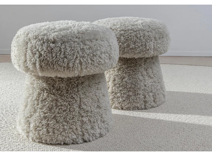 Poef Doodle Pouf DJ 25 champagnekurk stof schapenvachtlook Passe Partout