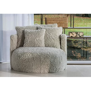 Bijzetzetel Doodle Pastille Lounge stof schapenvachtlook Passe Partout