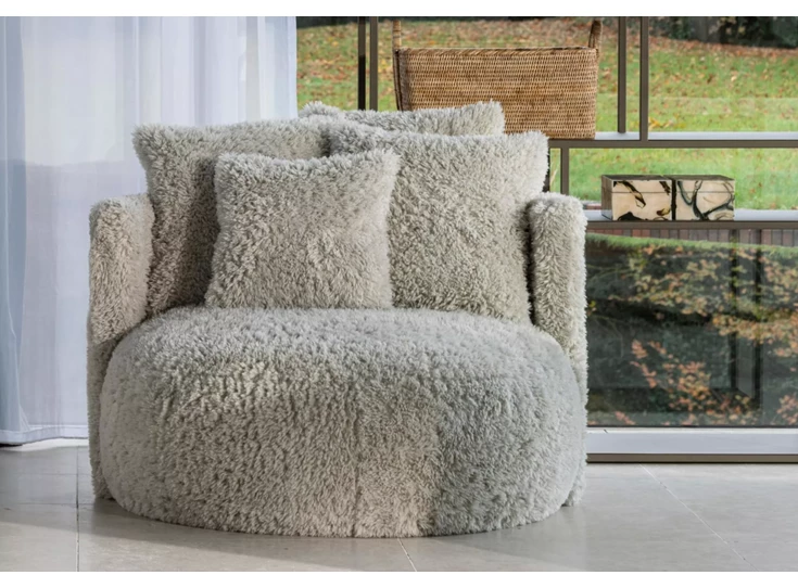 Bijzetzetel Doodle Pastille Lounge stof schapenvachtlook Passe Partout