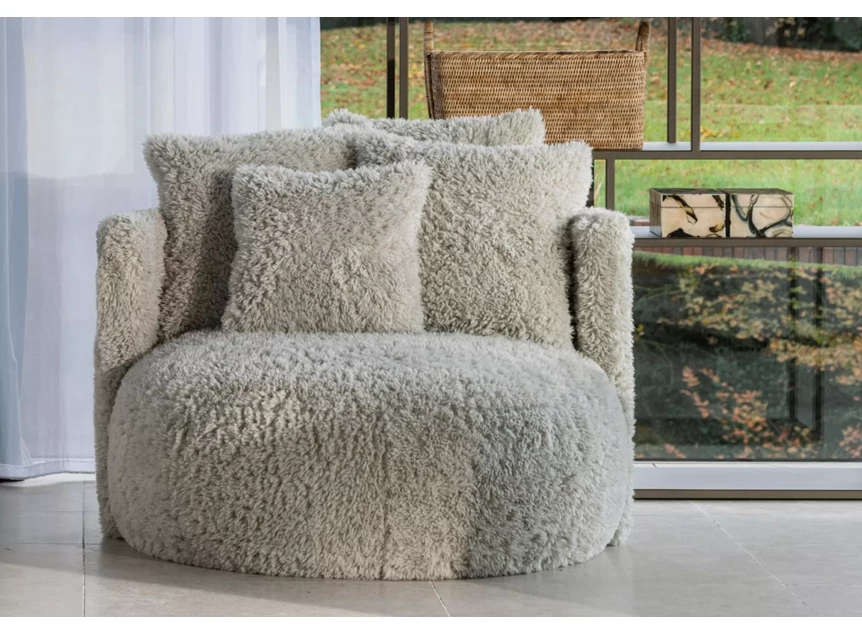 Bijzetzetel Doodle Pastille Lounge stof schapenvachtlook Passe Partout