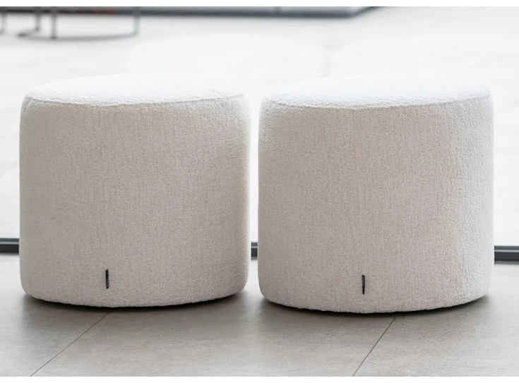 Poef DJ Pouf Round stof wit Passe Partout