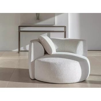 Bijzetzetel Chubby Lounge stof bouclé wit Passe Partout