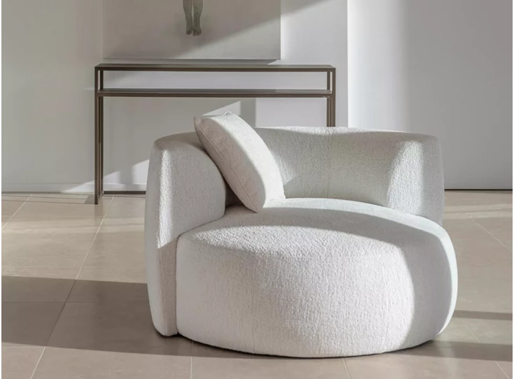 Bijzetzetel Chubby Lounge stof bouclé wit Passe Partout