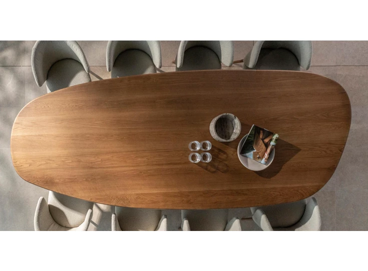 Bovenkant Eettafel Bali Dining Table massief eik Passe Partout