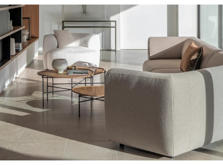 Zijkant Zetel Saki met schuin afsluitelement stof Passe Partout