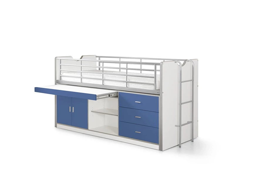 BONHHS9507 bonny halfhoogslaper bureau ladder kinderkamer blauw vipack jeugdkamer
