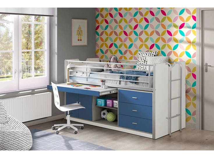 BONHHS9507 bureau ladder kinderkamer blauw vipack jeugdkamer bonny halfhoogslaper