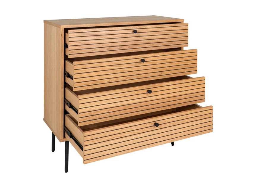 Commode Kyoto eik fineer 80cm 3101005 schuin vooraanzicht open