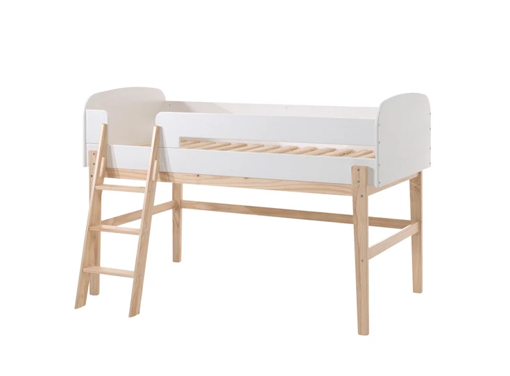 KIHS9014 kiddy halfhoogslaper vipack wit lak kinderkamer massief grenen mdf