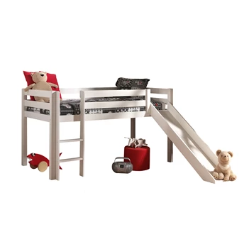 PIHSGB14 pino halfhoogslaper vipack wit glijbaan scandinavisch grenen 90x200cm kinderbed
