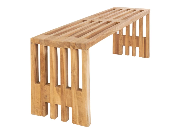 Bank Benidorm in teak natuur 140cm 1401100 schuin zijaanzicht