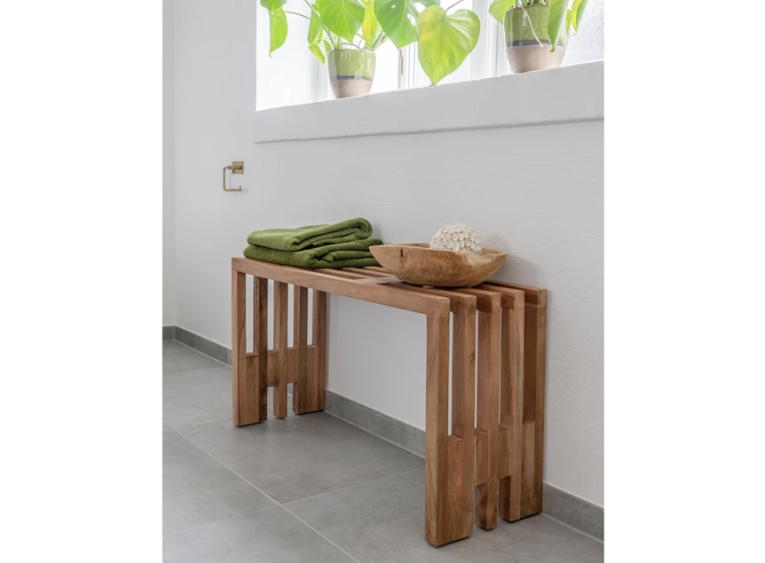 Bank Benidorm 90cm 1401101 sfeerbeeld in teak natuur