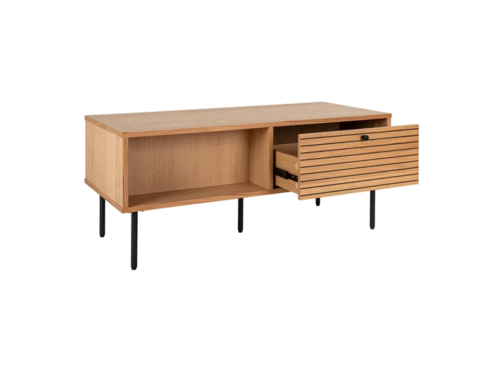 Salontafel Kyoto eik fineer 2 laden 2102050 schuin vooraanzicht open