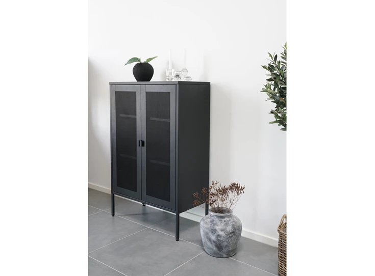 Barkast Melbourne 3001080 gaasdeur mesh sfeerbeeld in zwart metaal