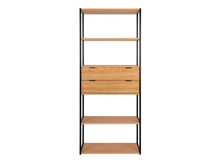 Boekenrek Minato in fineer essenhout met 2 laden 3001300 recht vooraanzicht laden dicht