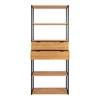 Boekenrek Minato in fineer essenhout met 2 laden 3001300 recht vooraanzicht laden open