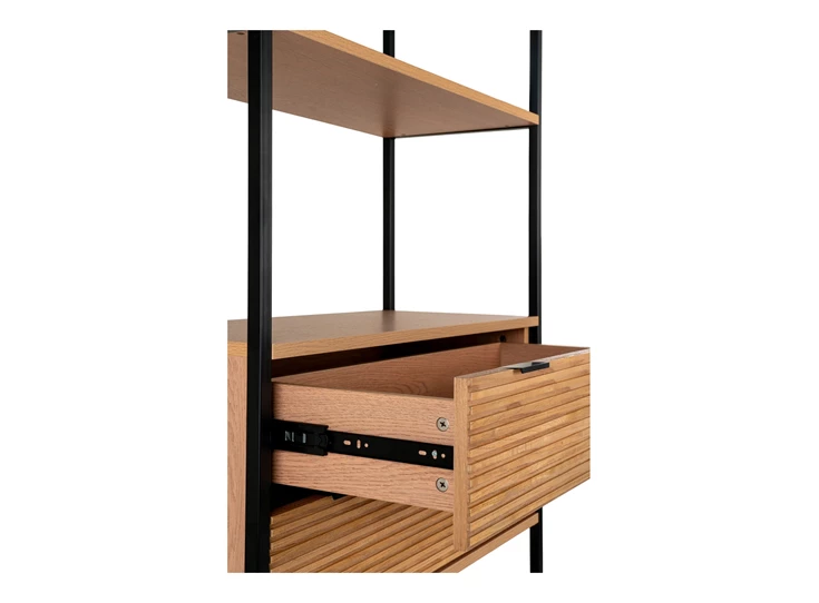 Boekenrek Minato in fineer essenhout met 2 laden 3001300 detail