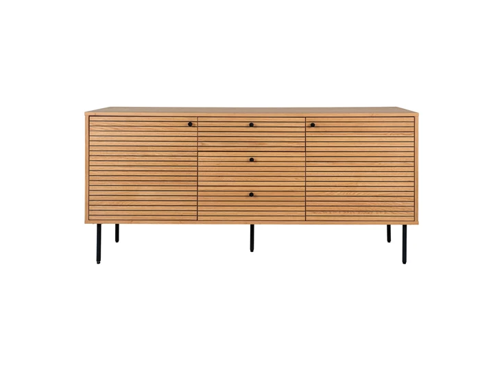Dressoir Kyoto eik fineer 150cm 3101000 2 deuren 3 laden recht vooraanzicht gesloten