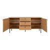 Dressoir Kyoto eik fineer 150cm 3101000 2 deuren 3 laden recht vooraanzicht open