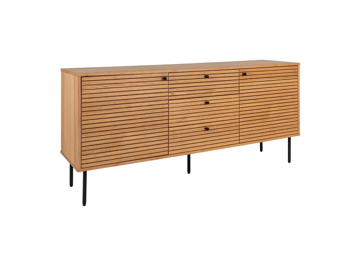 Dressoir Kyoto eik fineer 150cm 3101000 2 deuren 3 laden schuin vooraanzicht gesloten