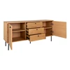 Dressoir Kyoto eik fineer 150cm 3101000 2 deuren 3 laden schuin vooraanzicht open