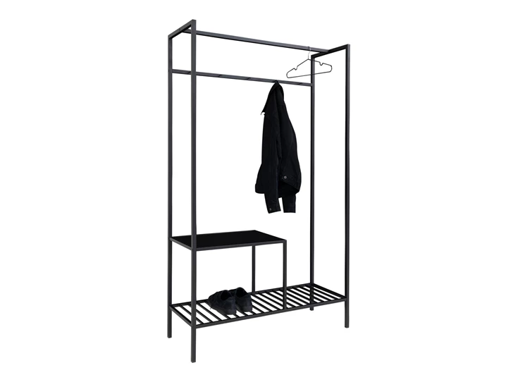 Kledingrek Vita zwart metaal 3604070 schuin vooraanzicht met kledij