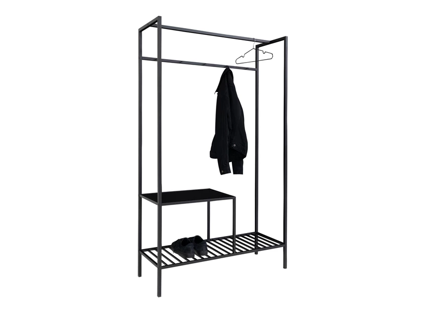 Kledingrek Vita zwart metaal 3604070 schuin vooraanzicht met kledij