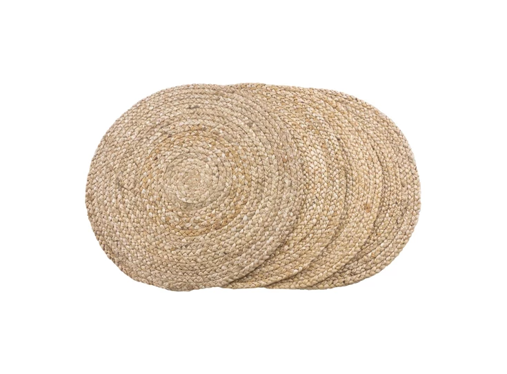 Placemat Bombay gevlochten jute natuur Ø38cm set/4 - 3984001