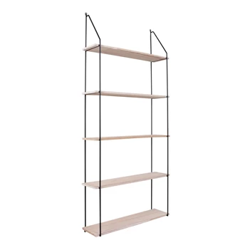 Wandrek Eindhoven 5 planken in naturel hout 4291080 schuin zijaanzicht