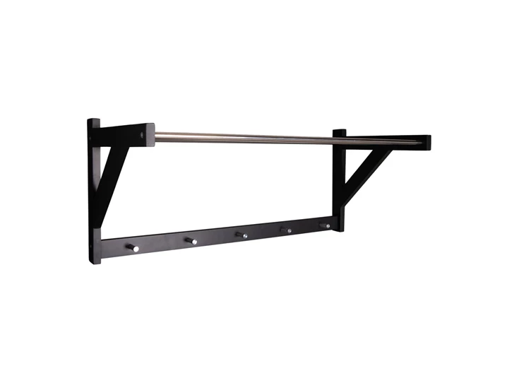 Hoedenplank Padova in metaal/zwart hout 4291090 schuin zijaanzicht