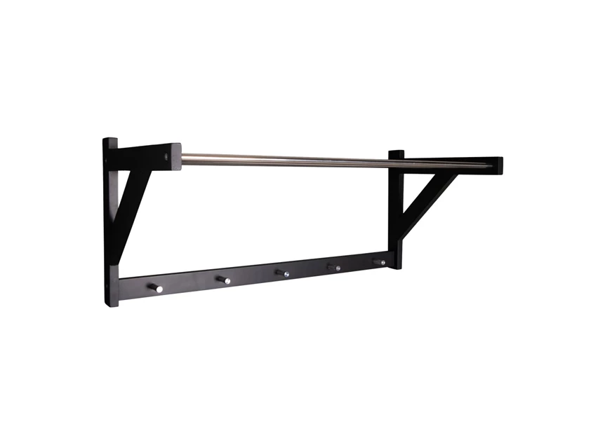 Hoedenplank Padova in metaal/zwart hout 4291090 schuin zijaanzicht